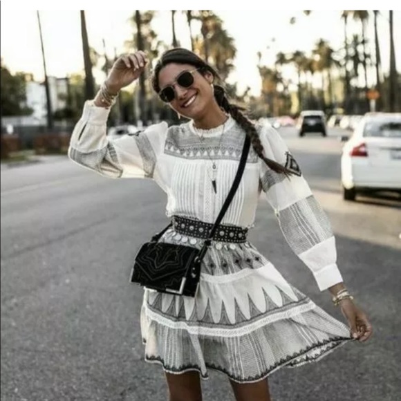 zara dress with contrasting embroidery